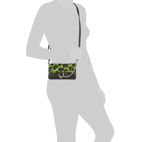 GAVE LUX  Italy Leather Leopard G Pochette Flap Over Ring Crossbody - Picture 2 of 2